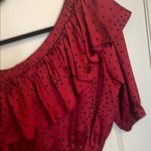 Express Red and Black Polka Dot Crop Top